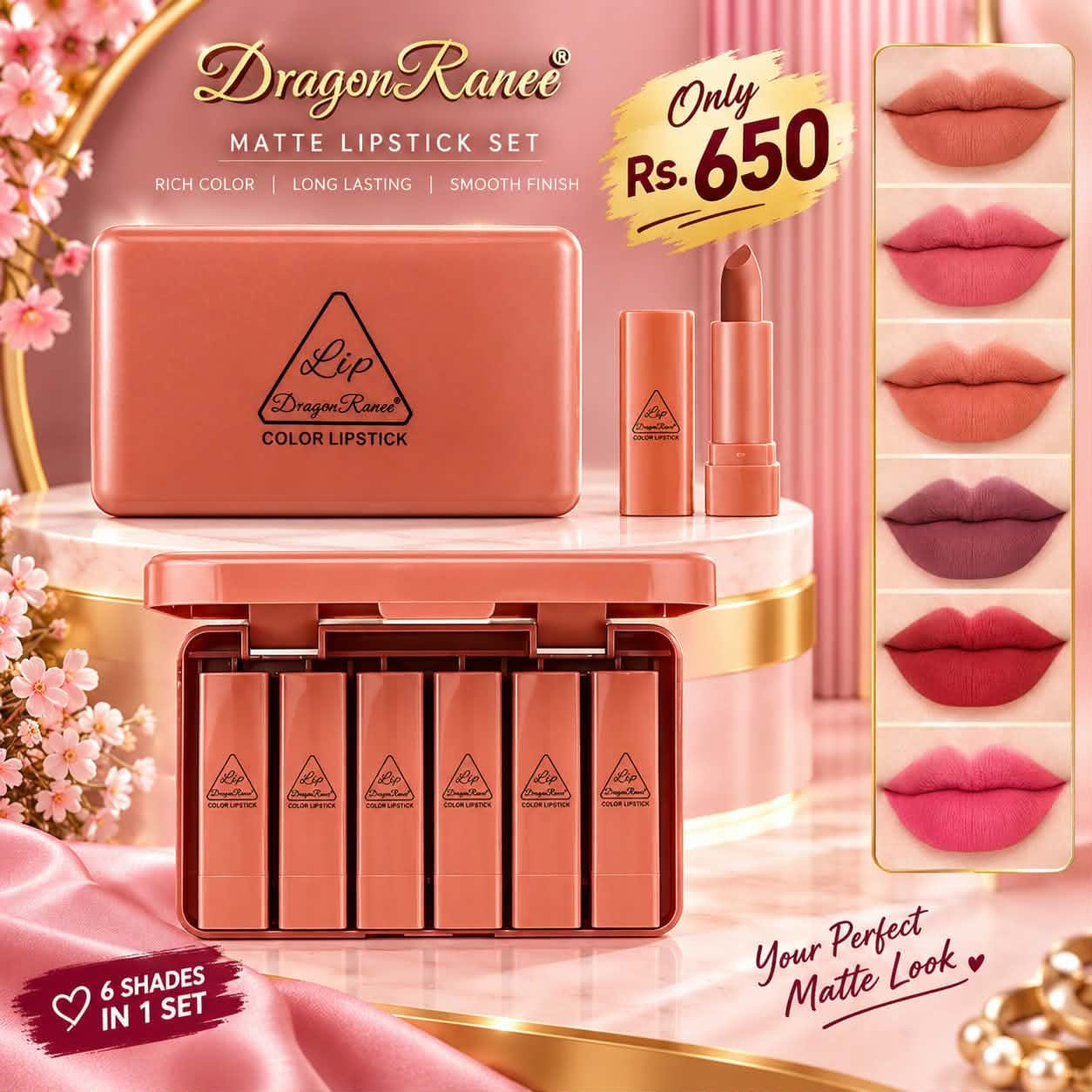 6 colours Mate Lipstick