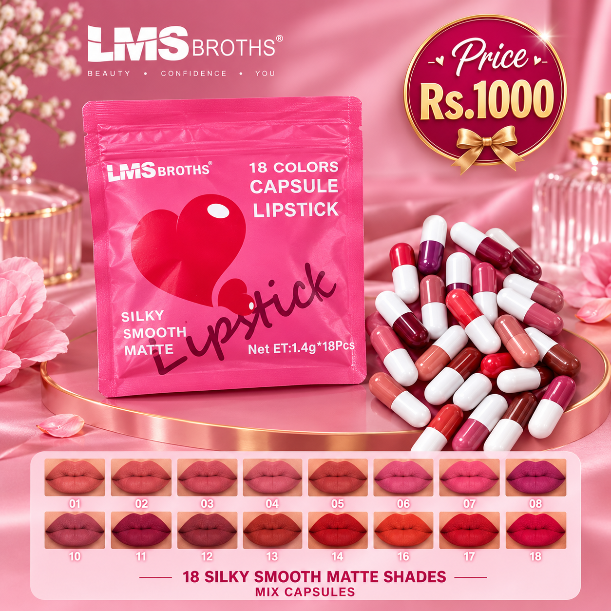 18 colours Mate Lipstick